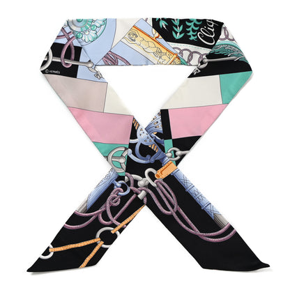 Hermes Silk Cliquetis Twilly Black Rose Menthol 1 of 4