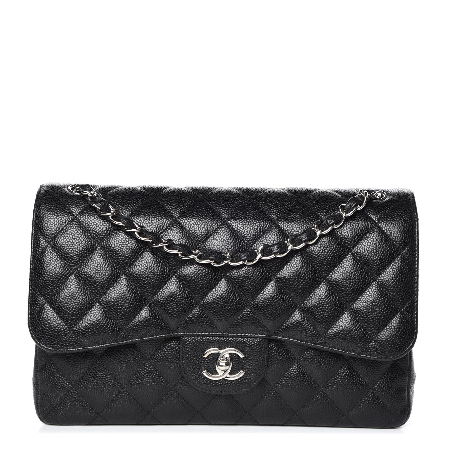 Caviar Quilted Jumbo Double Flap Black
