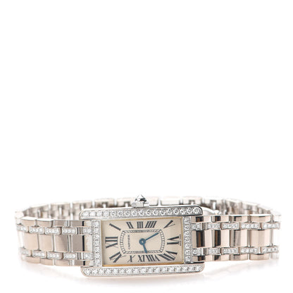Cartier 18K White Gold Diamond Bezel 19mm Tank Americaine Quartz Watch 3 of 7