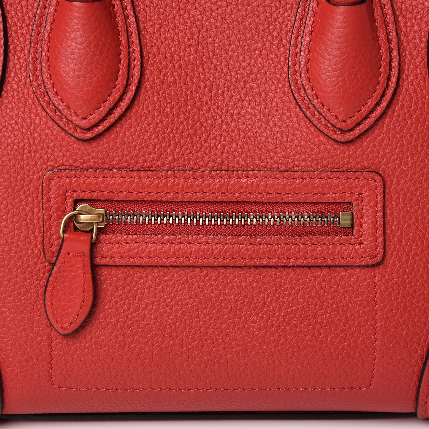 Drummed Calfskin Nano Luggage Red