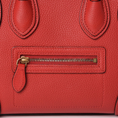 Celine Drummed Calfskin Nano Luggage Red 14 of 21
