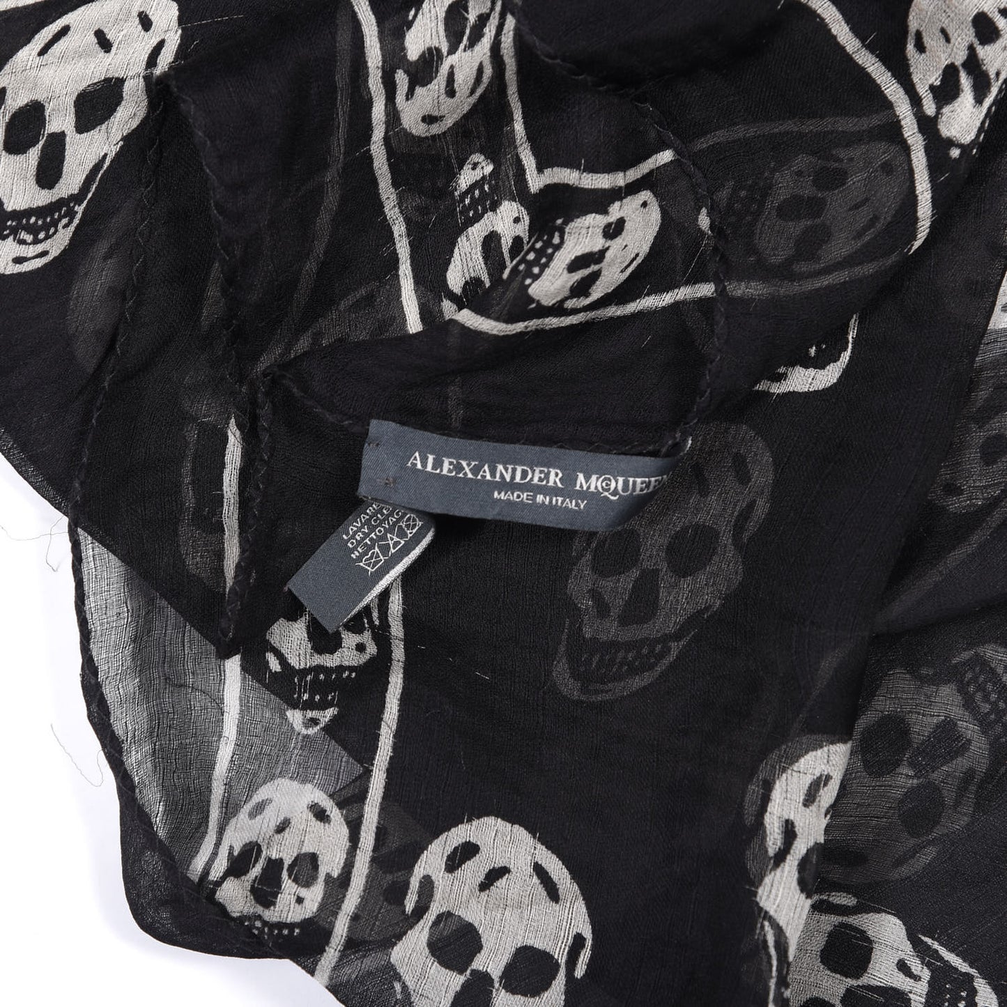 Silk Chiffon Skull Scarf Black Ivory