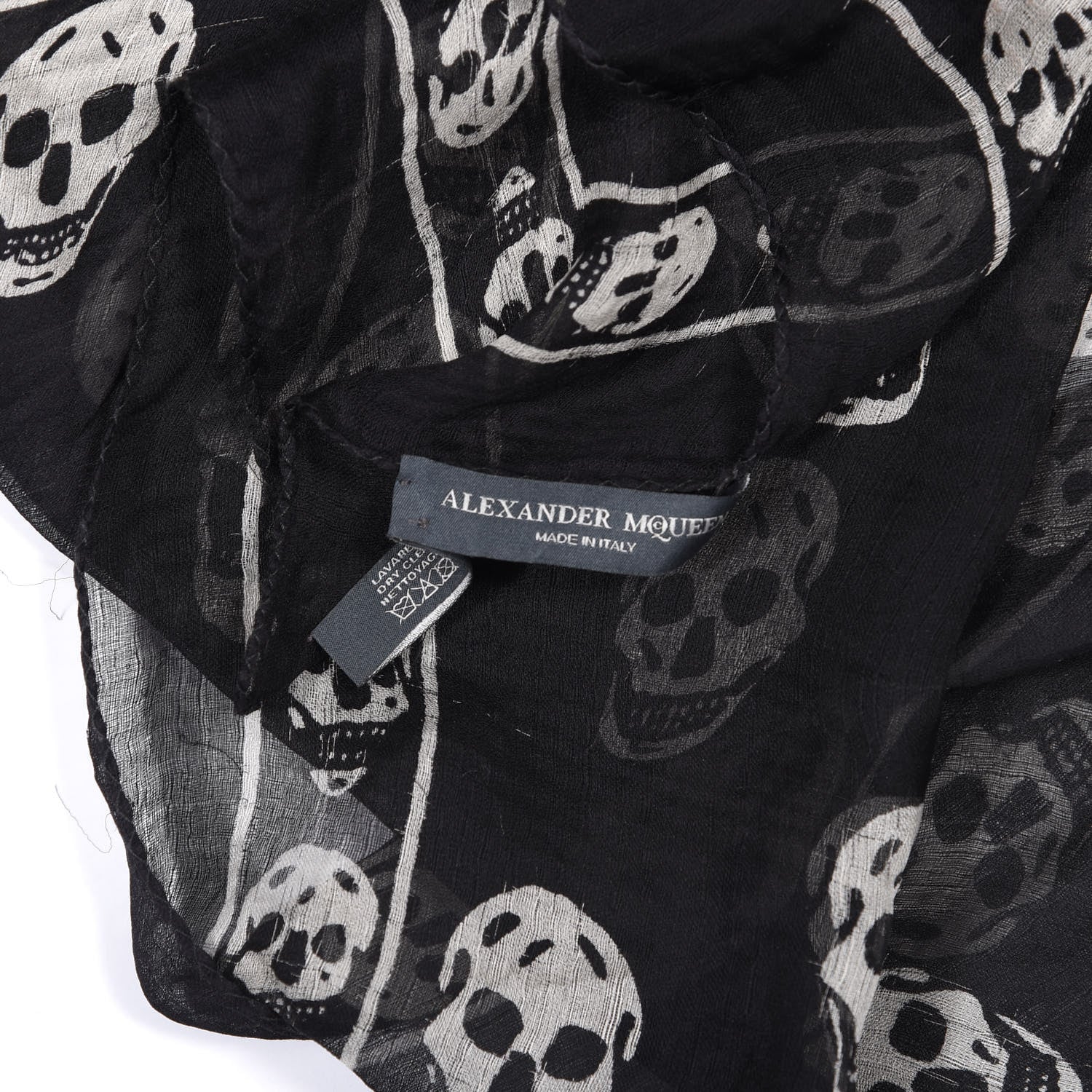 Alexander McQueen Silk Chiffon Skull Scarf Black Ivory 4 of 4