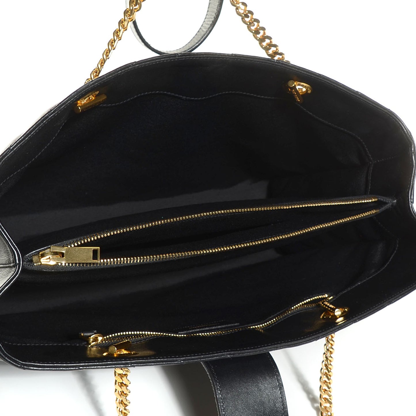 Lambskin Matelasse Chevron Monogram Shopping Bag Black