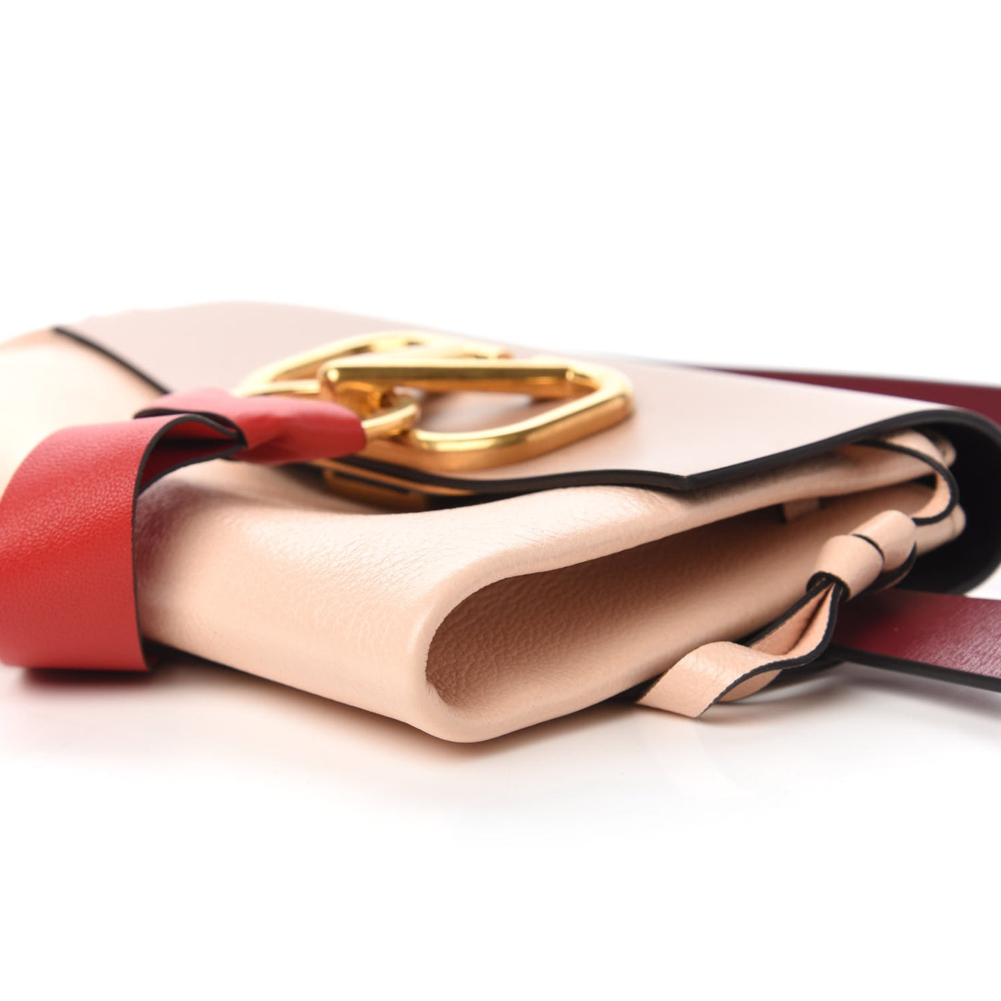 Buffalo Calfskin VRing Belt Bag 85 Rose Cannelle Light Ivory Cerise