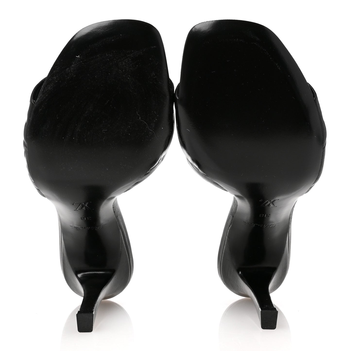 Lambskin Embossed Monogram Revival High Heel Mules 38 Black