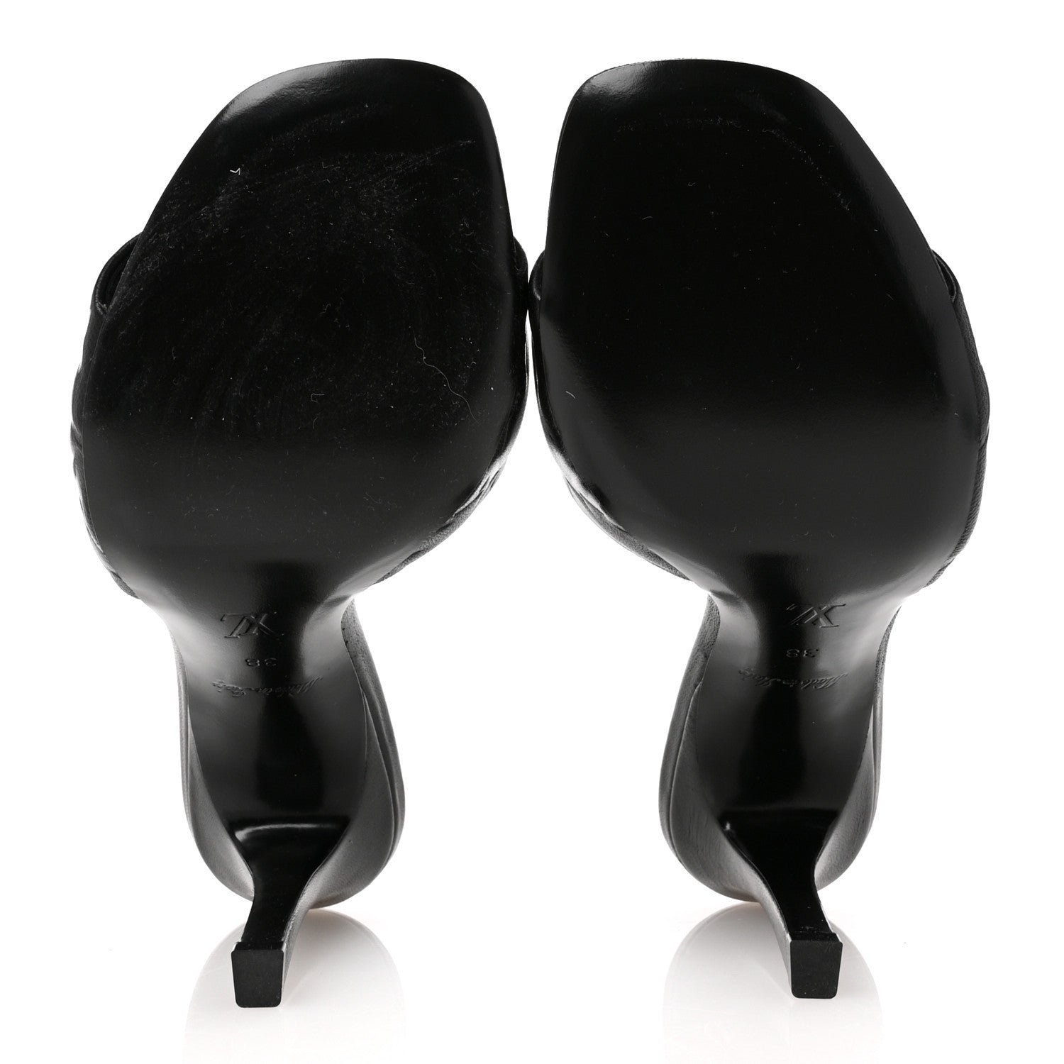 Louis Vuitton Lambskin Embossed Monogram Revival High Heel Mules 38 Black 6 of 12
