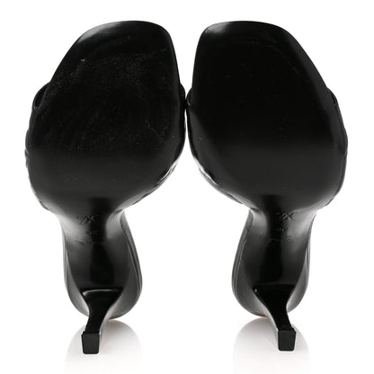 Louis Vuitton Lambskin Embossed Monogram Revival High Heel Mules 38 Black 6 of 12