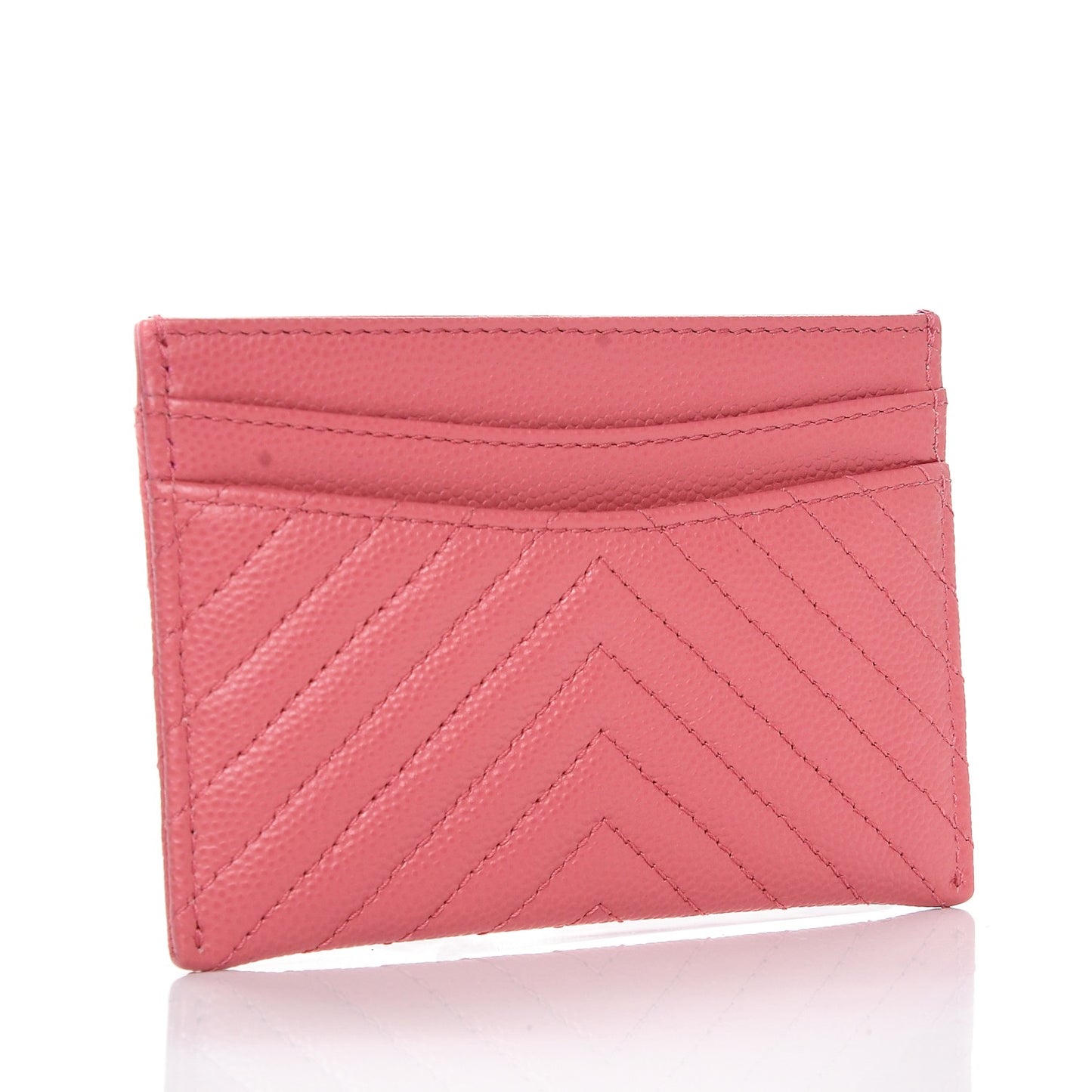 Caviar Chevron Quilted Card Holder Pink