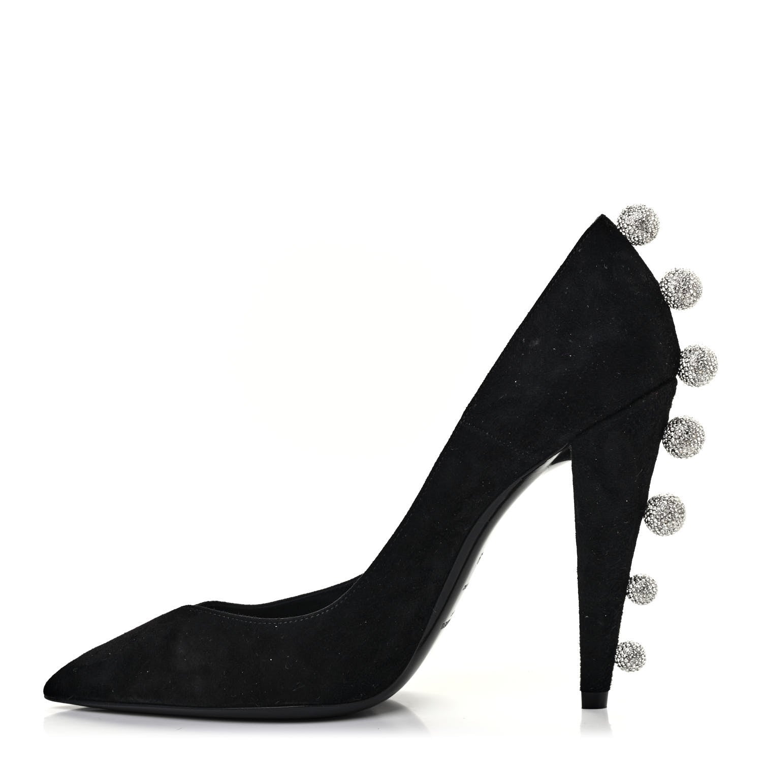 Saint Laurent Suede Calfskin Crystal Pumps 39 Black 1 of 8