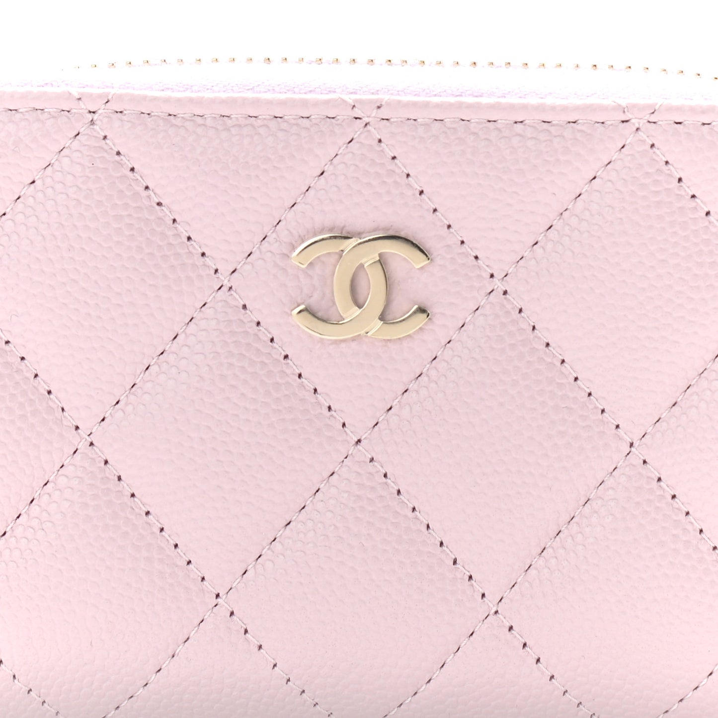 Caviar Quilted Zip Coin Purse Light Pink