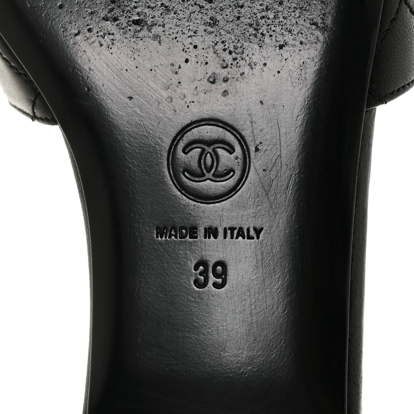 Lambskin Quilted Camellia CC Slides 39 Black