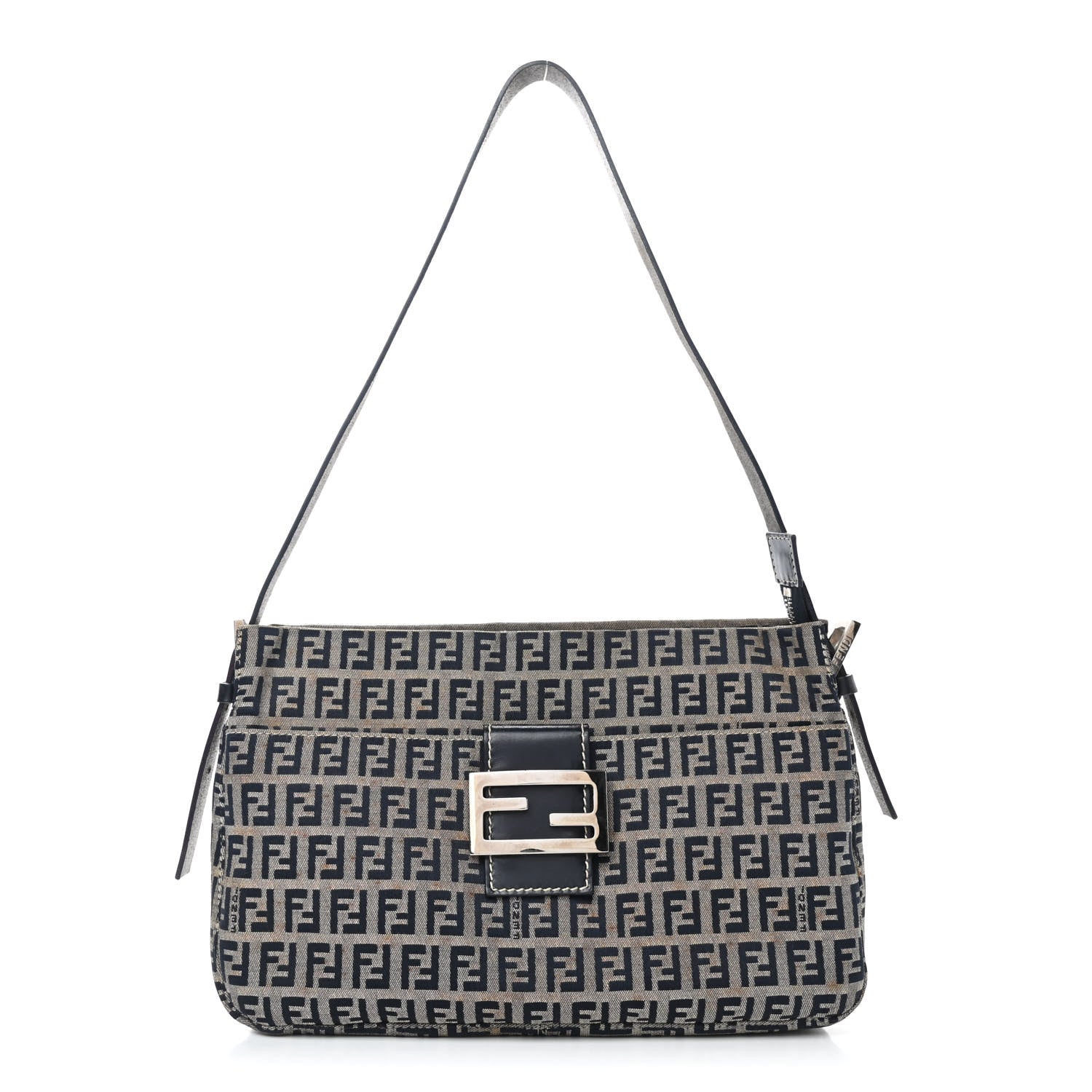 Fendi Zucchino Shoulder Bag Navy 1 of 12