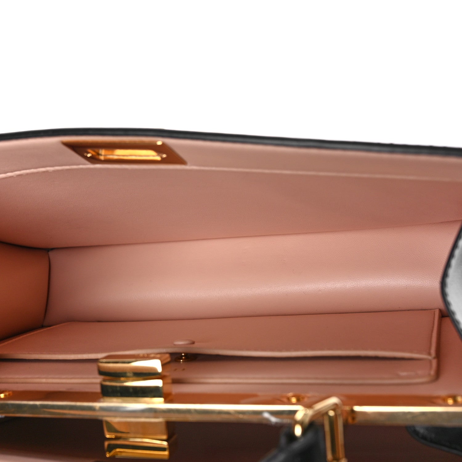 Fendi Vitello King Luxor Shiny Nappa Medium Peekaboo I SEE U East West Satchel Black Light Rose 5 of 8