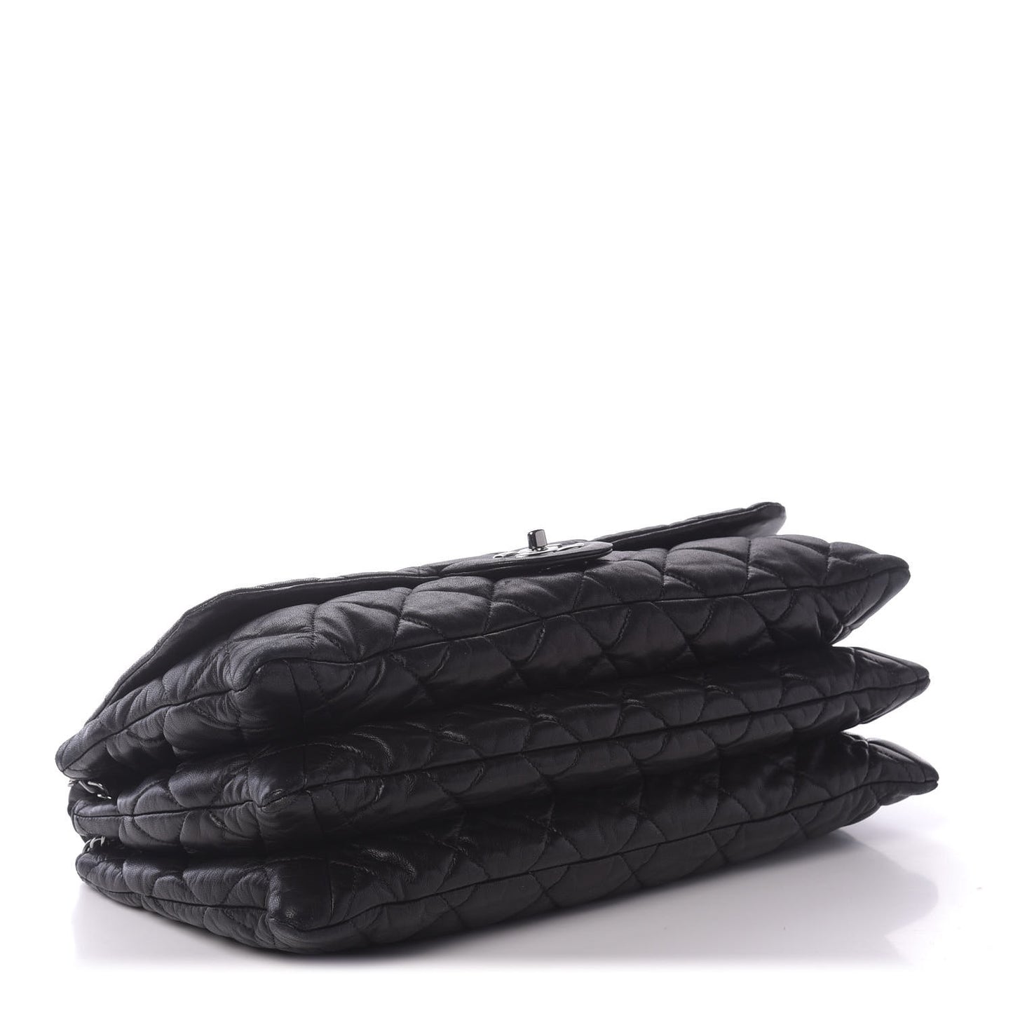 Lambskin Quilted Maxi 3 Flap Black