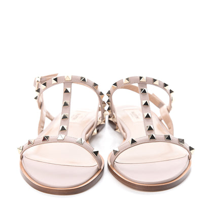 Valentino Garavani Nappa Rockstud T-Strap Slingback Flat Sandals 41 Poudre 2 of 7