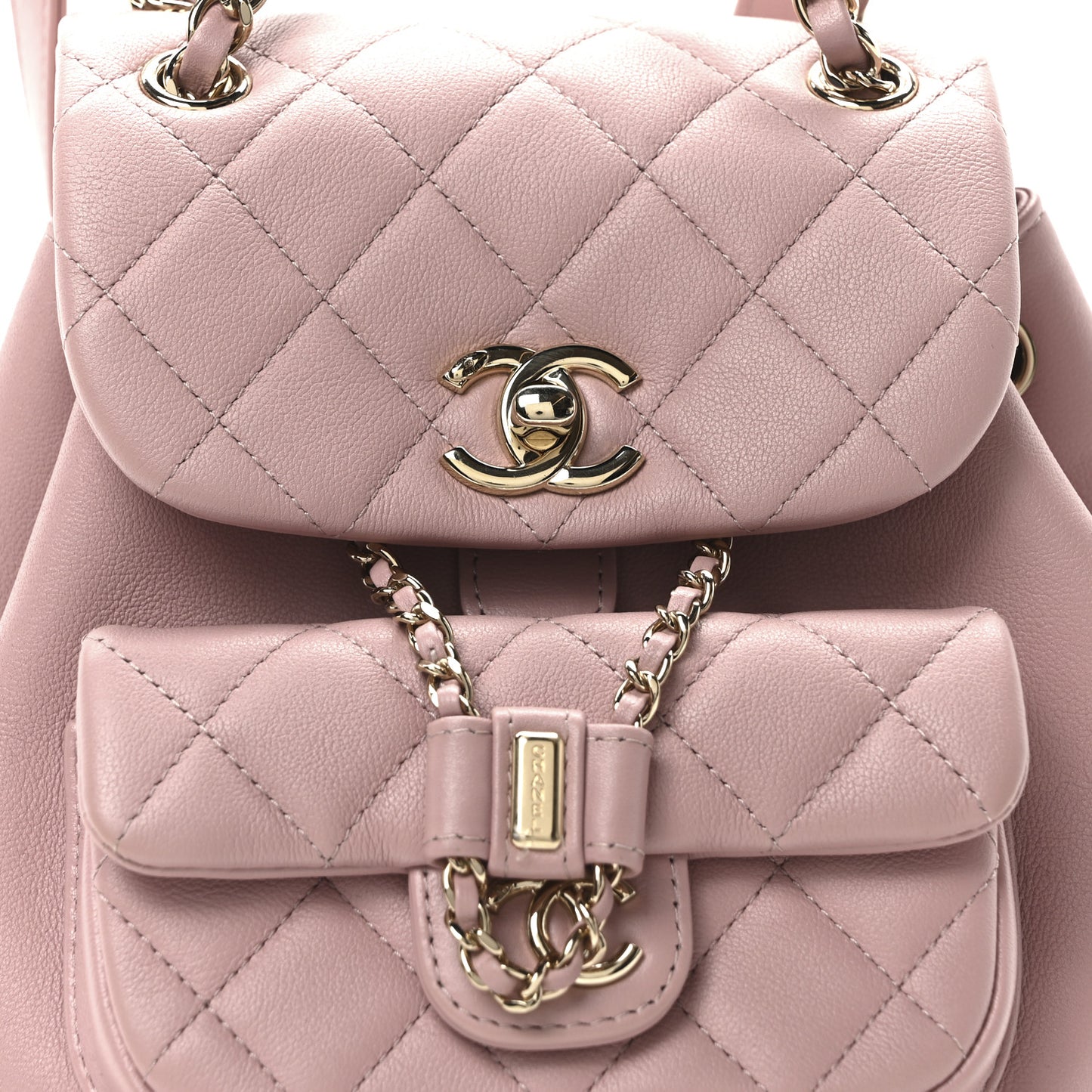 Lambskin Quilted Small Duma Drawstring Backpack Light Pink