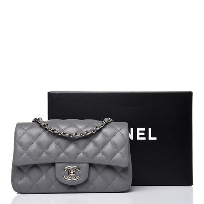 Chanel Caviar Quilted Mini Rectangular Flap Grey 13 of 13