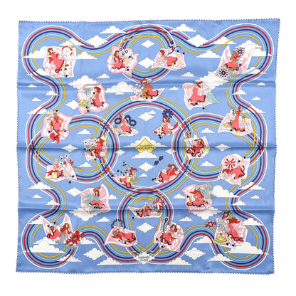 Hermes Silk Carres Volants Scarf 70 Bleu Myosotis White 1 of 5