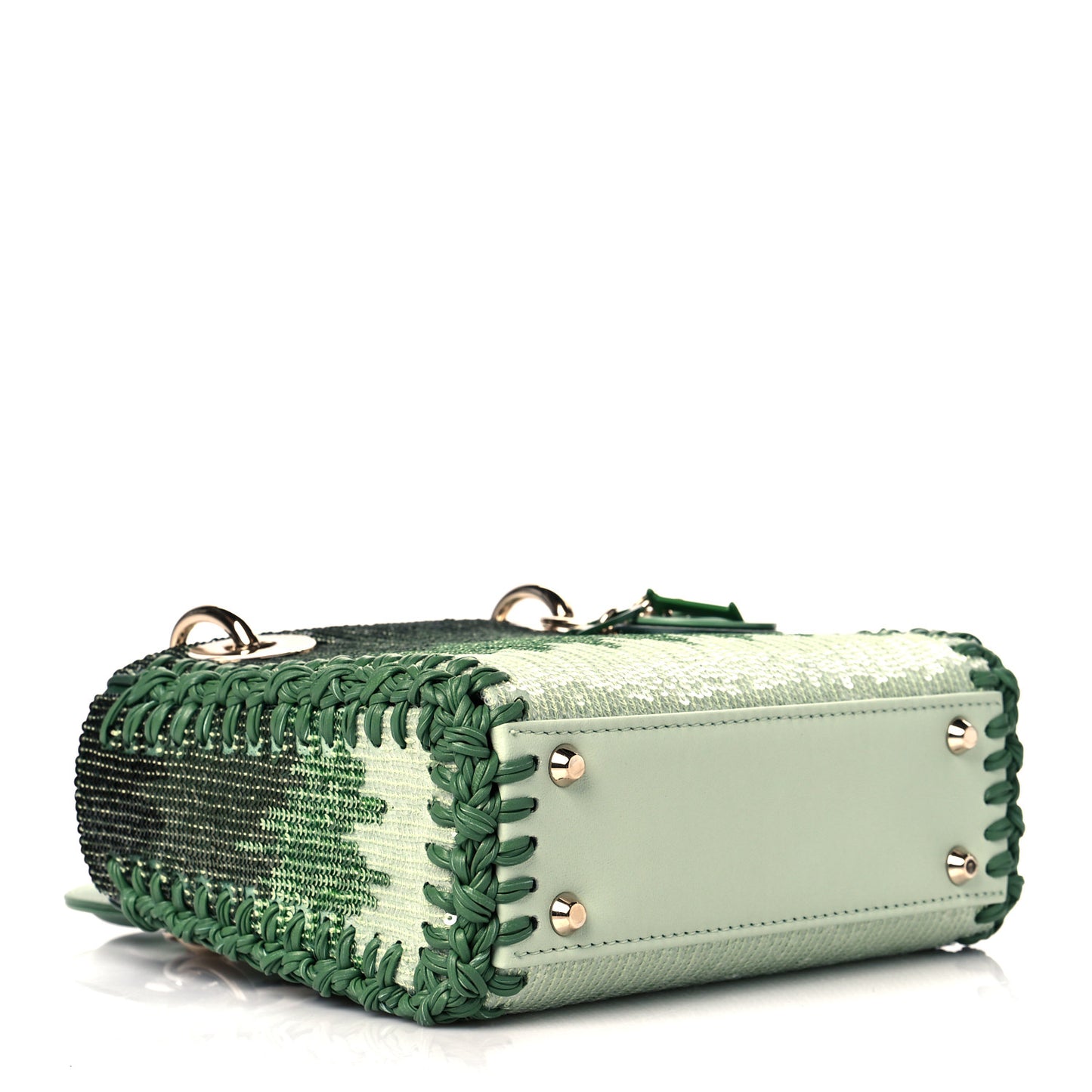 Calfskin Sequin Gradient Stitched Mini Lady Dior Green