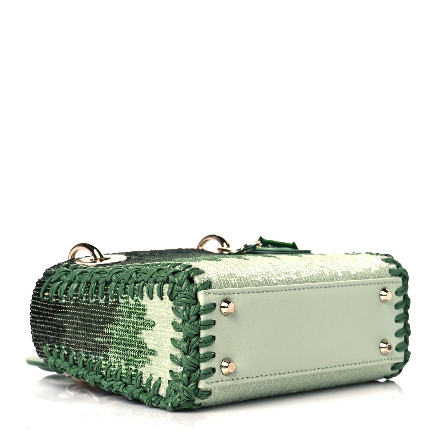Christian Dior Calfskin Sequin Gradient Stitched Mini Lady Dior Green 4 of 13