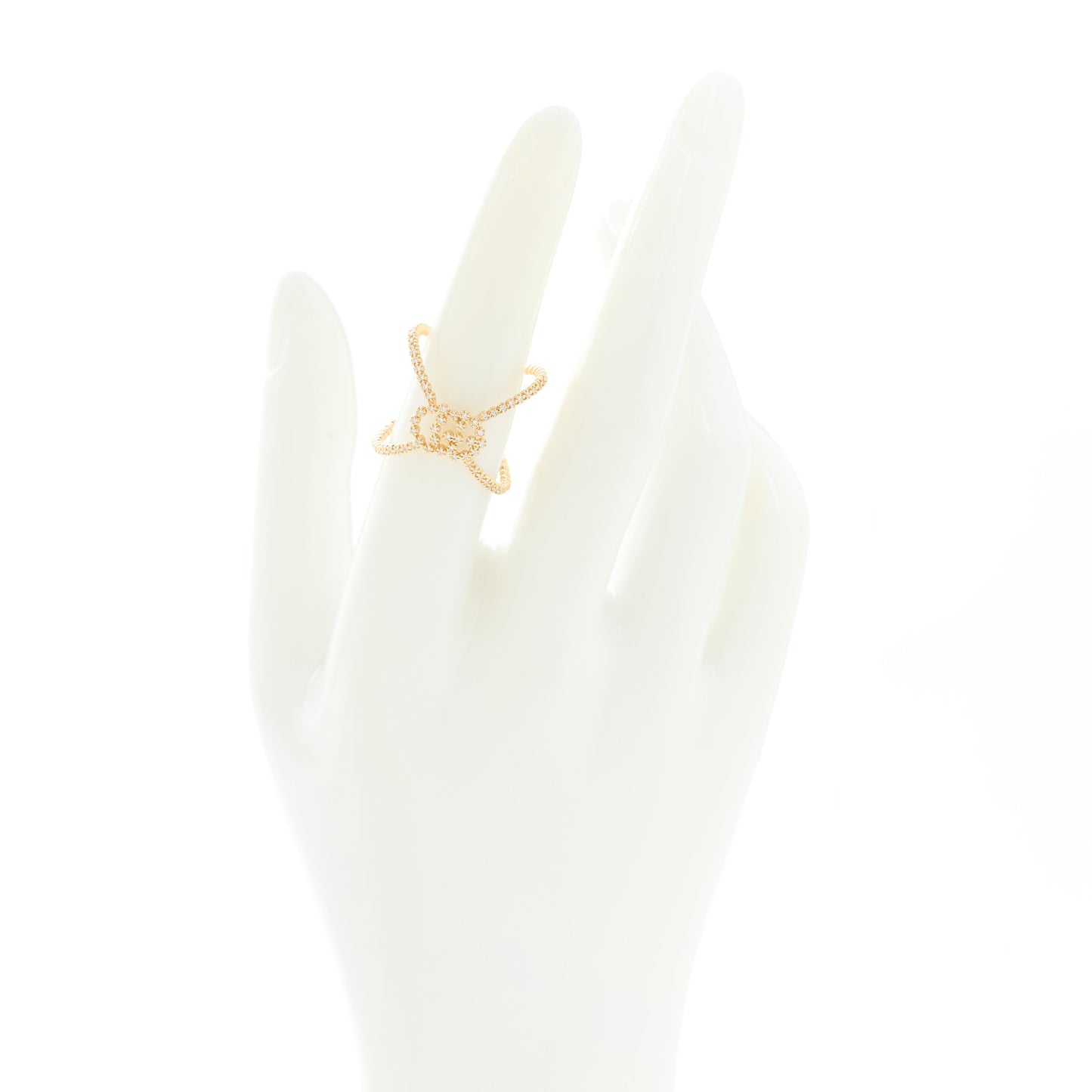 18K Yellow Gold Diamond GG Running X Ring 52 6