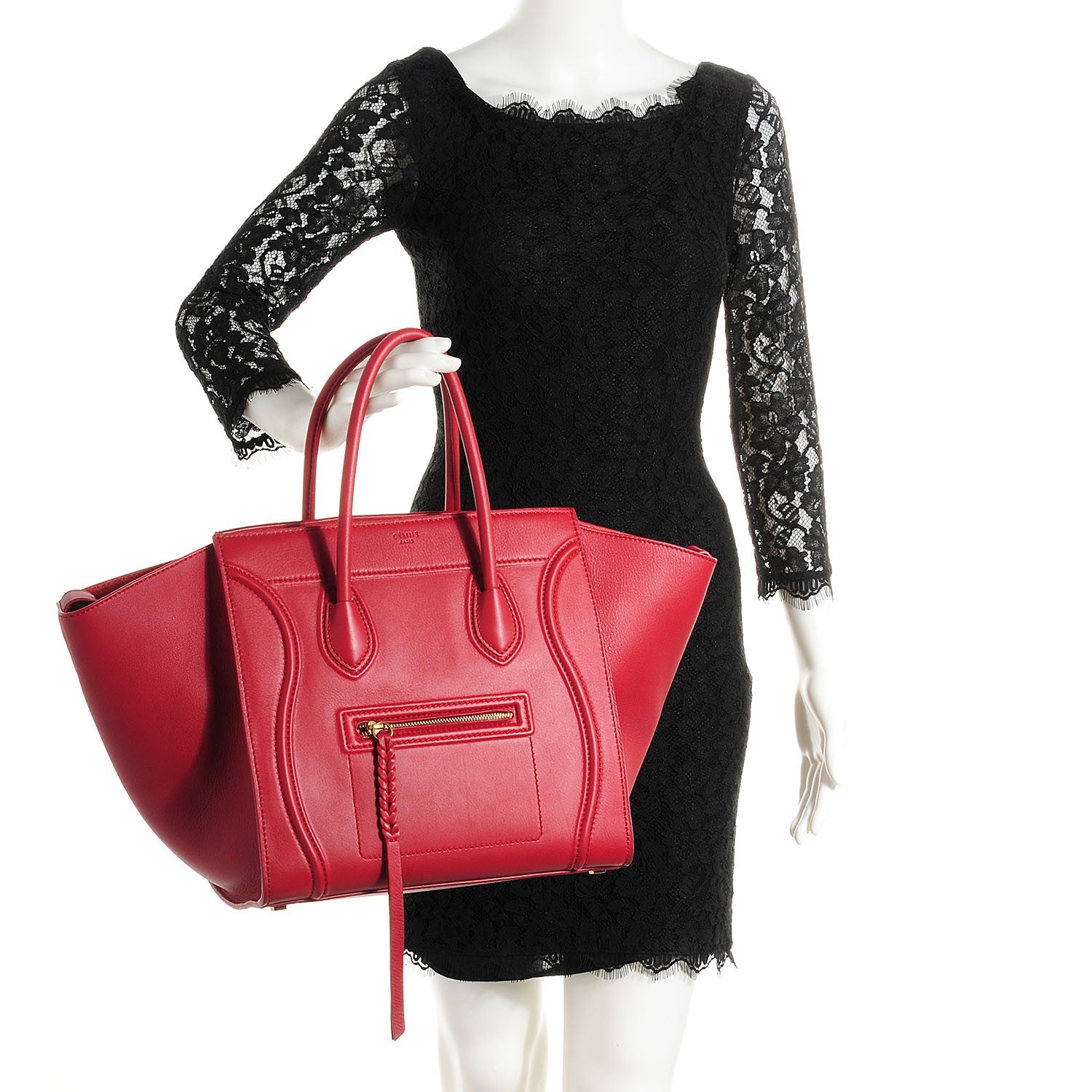 Celine Supple Calfskin Medium Phantom Luggage Red 2 of 8