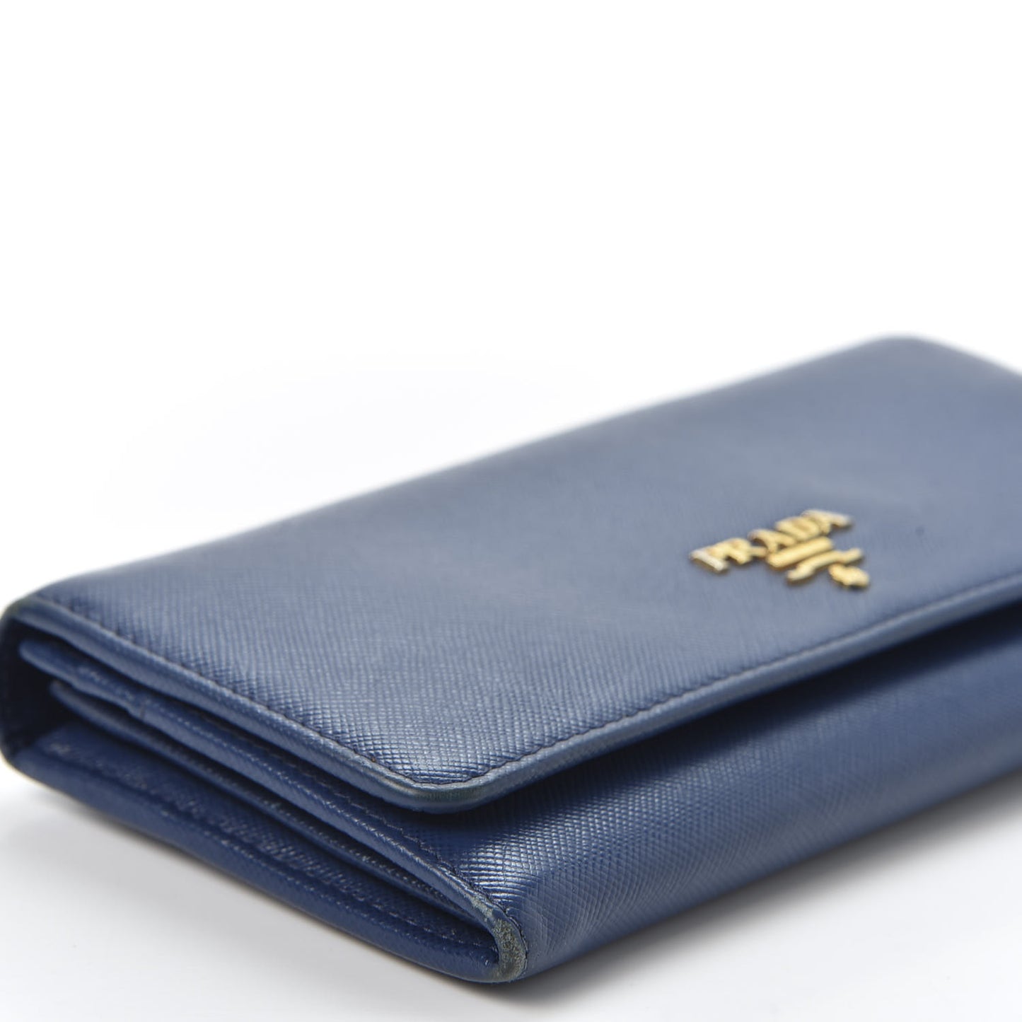 Saffiano Metal Continental Flap Wallet Bluette