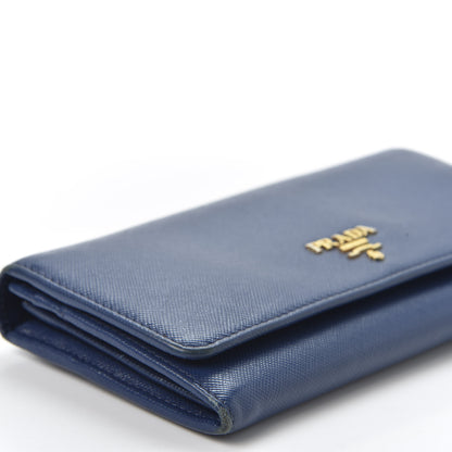Prada Saffiano Metal Continental Flap Wallet Bluette 5 of 8