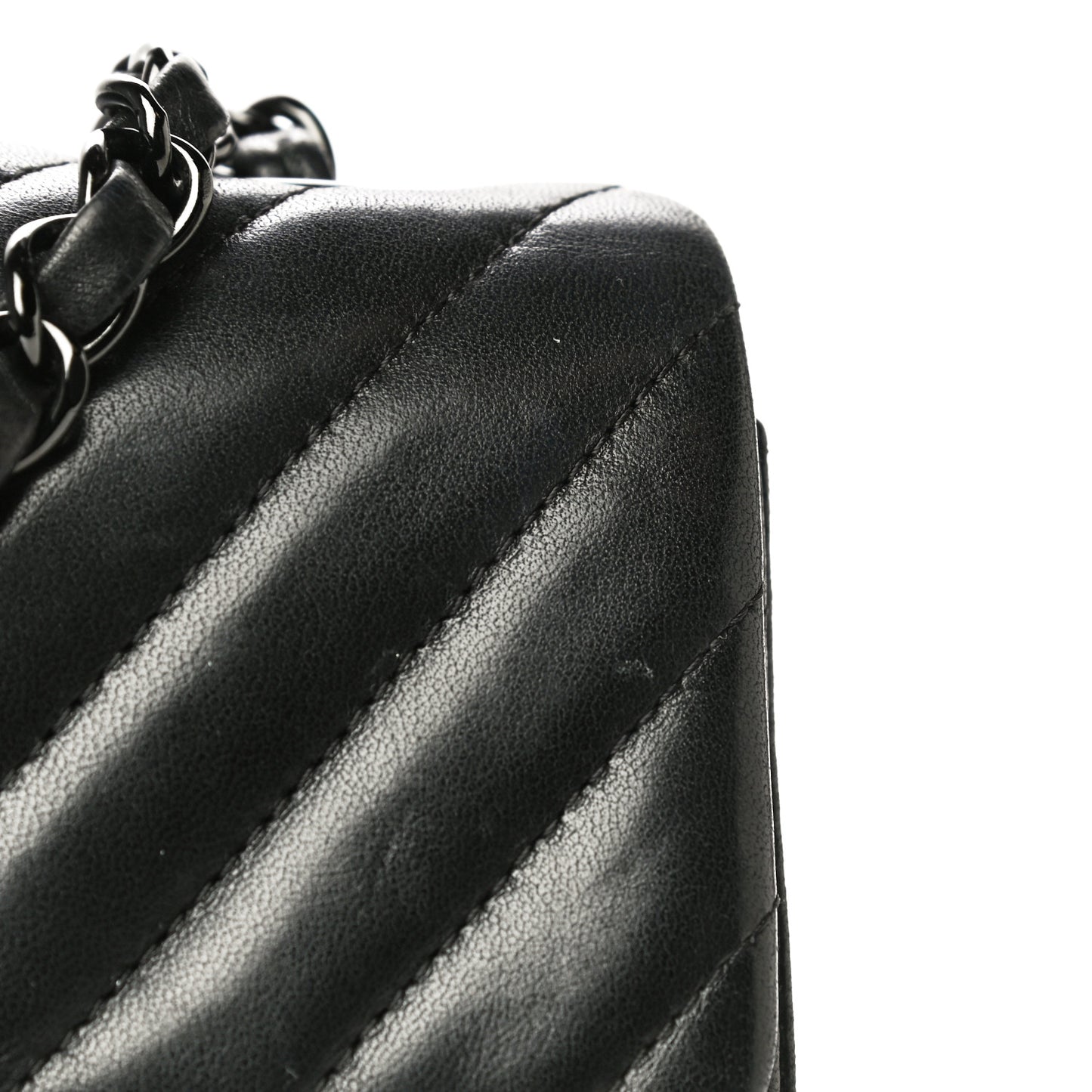 Lambskin Chevron Quilted Mini Rectangular Flap So Black