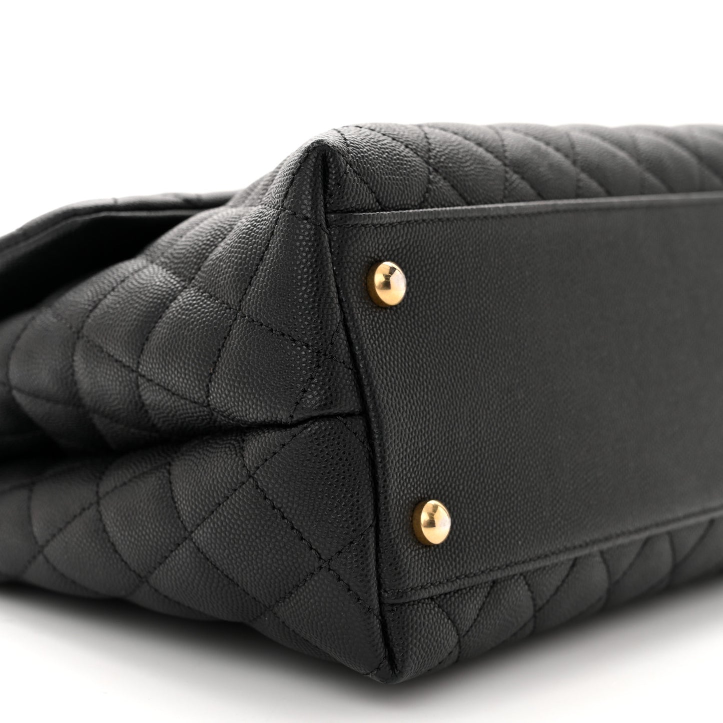Caviar Lizard Embossed Quilted Medium Coco Handle Flap Black