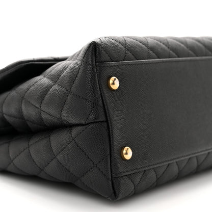 Chanel Caviar Lizard Embossed Quilted Medium Coco Handle Flap Black 9 of 11
