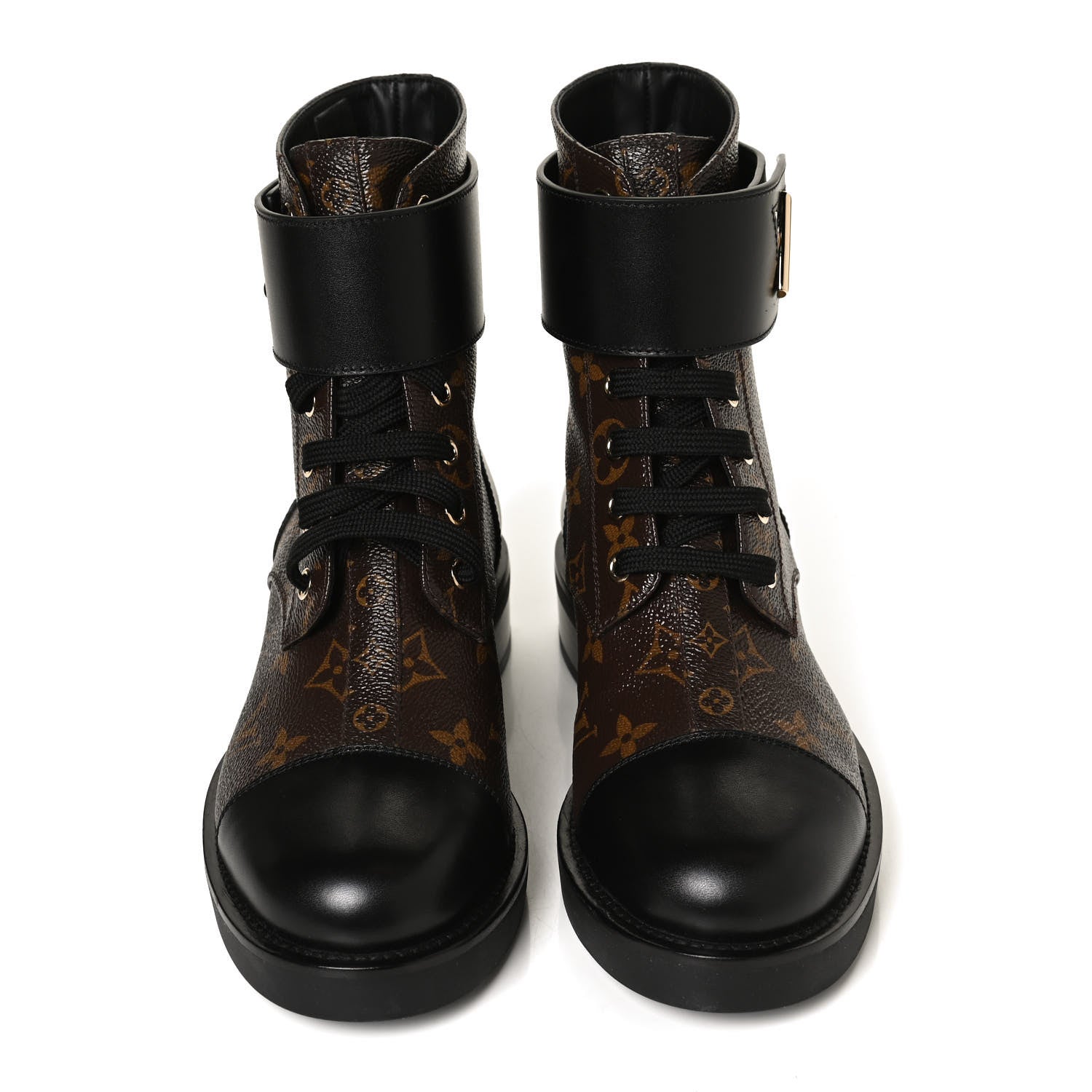 Louis Vuitton Calfskin Monogram Wonderland Flat Ranger Boots 37 Black 5 of 11