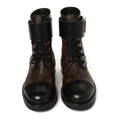 Louis Vuitton Calfskin Monogram Wonderland Flat Ranger Boots 37 Black 5 of 11