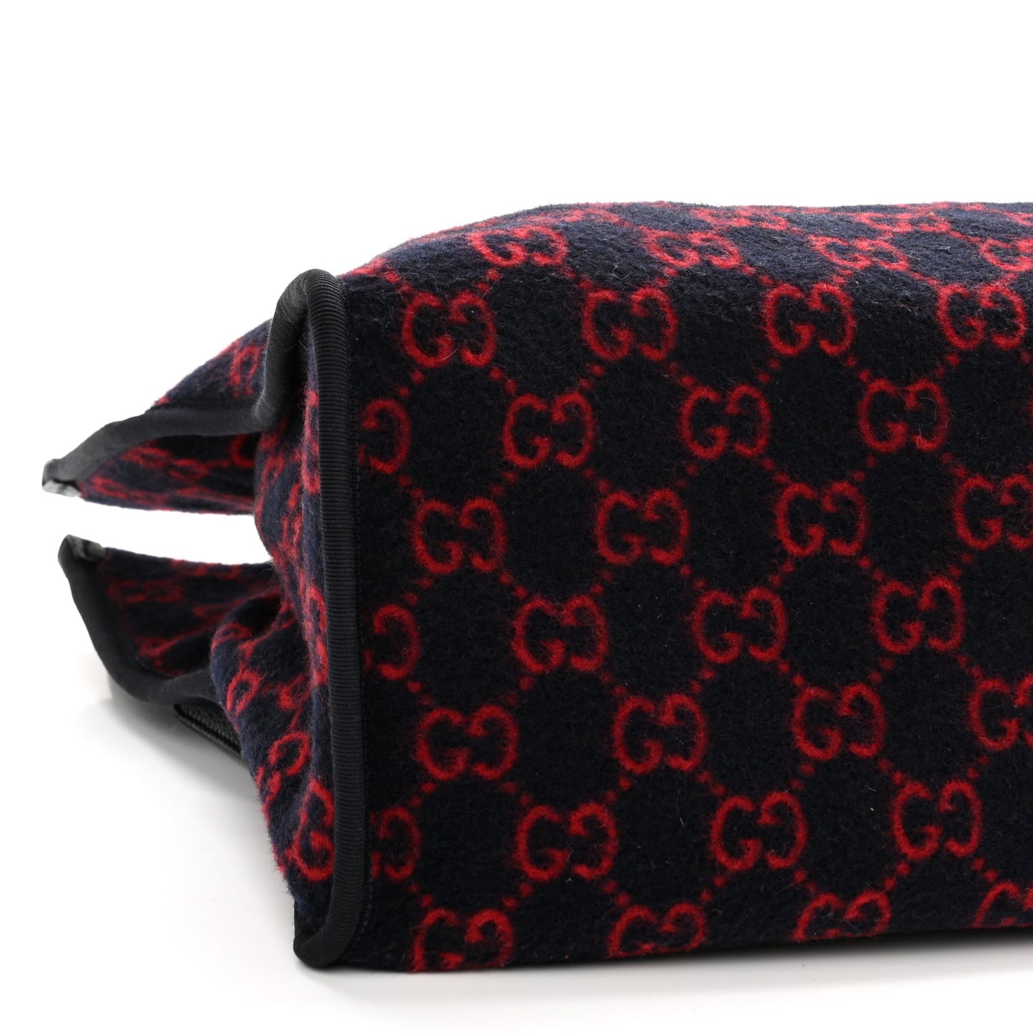 Covered Wool Textured Dollar Calfskin GG Monogram Large Tote Bag Blue Red