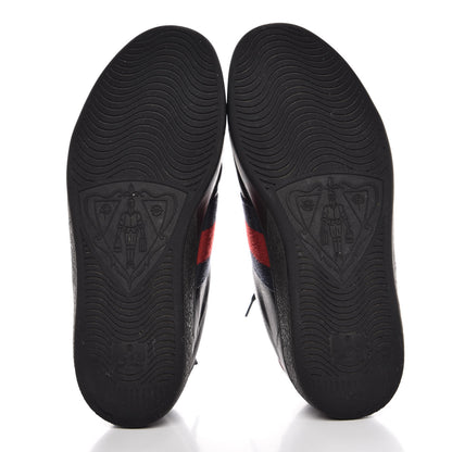 Gucci Calfskin Ayers Web Bee Embroidered Ace Sneakers 38 Black 7 of 19
