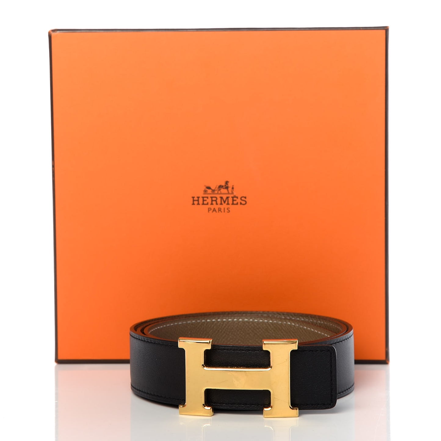 Swift Epsom 32mm H Belt 85 Black Etoupe