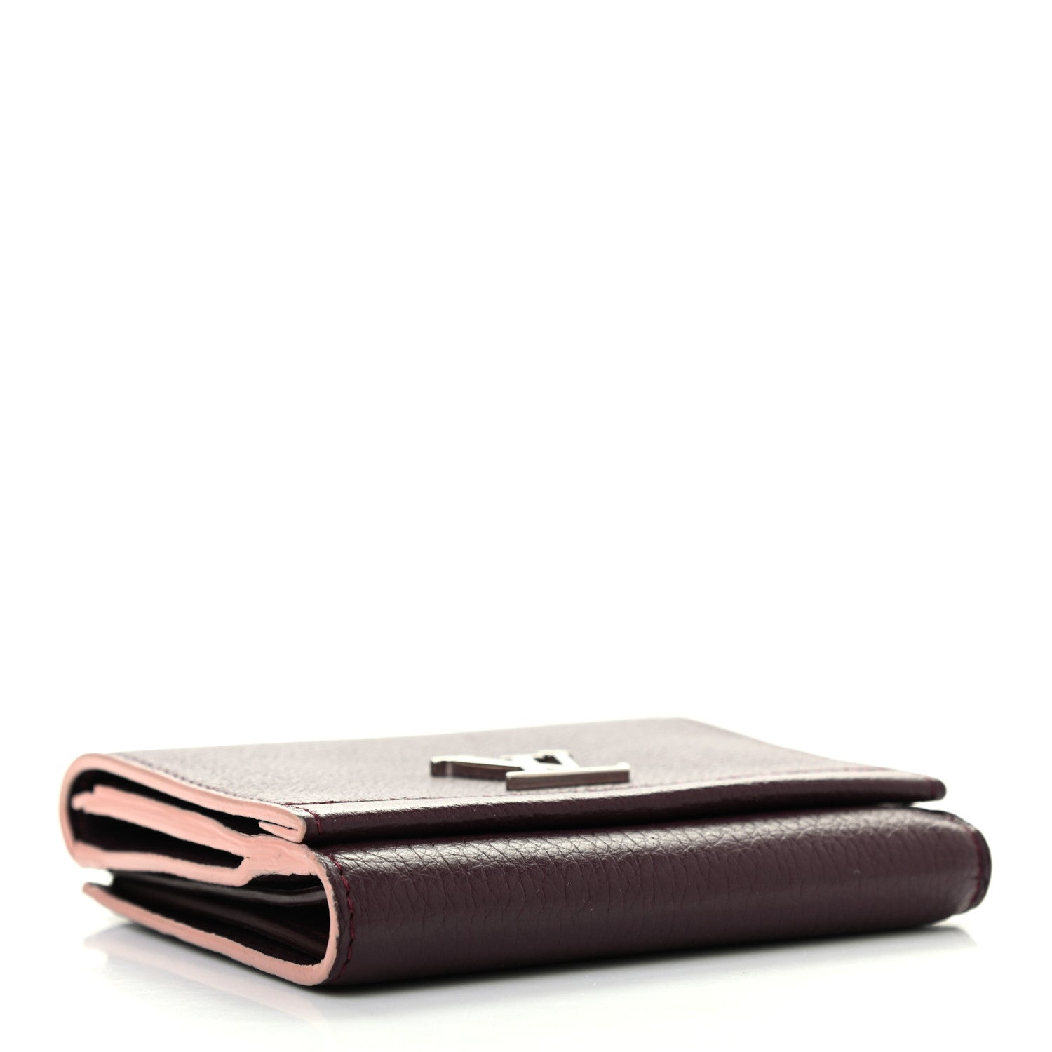 Louis Vuitton Calfskin LockMe II Compact Wallet Prune 4 of 8