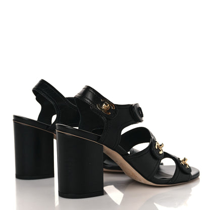 Chanel Goatskin CC Turnlock Sandals 37.5 Black 4 of 9