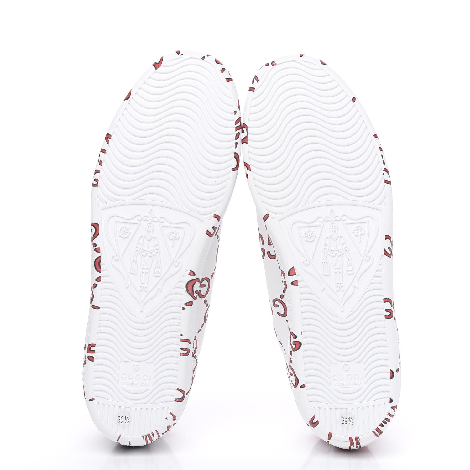 Gucci Calfskin GucciGhost Print Womens Ace Sneakers 39.5 White Hibiscus Red 5 of 10