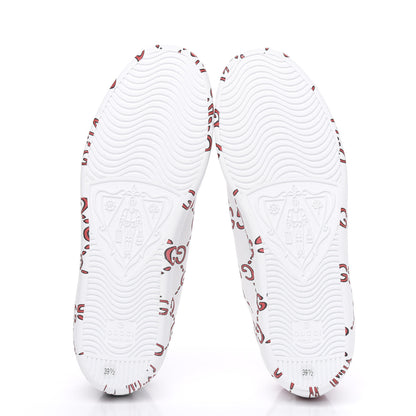 Gucci Calfskin GucciGhost Print Womens Ace Sneakers 39.5 White Hibiscus Red 5 of 10