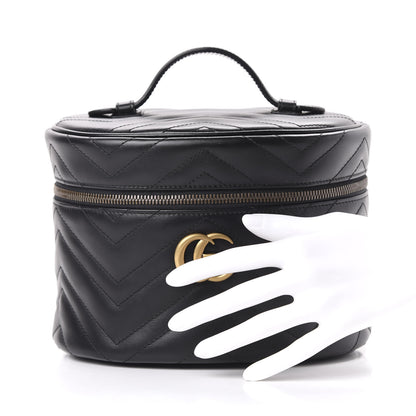 Gucci Calfskin Matelasse Small GG Marmont Vanity Cosmetic Case Black 2 of 10
