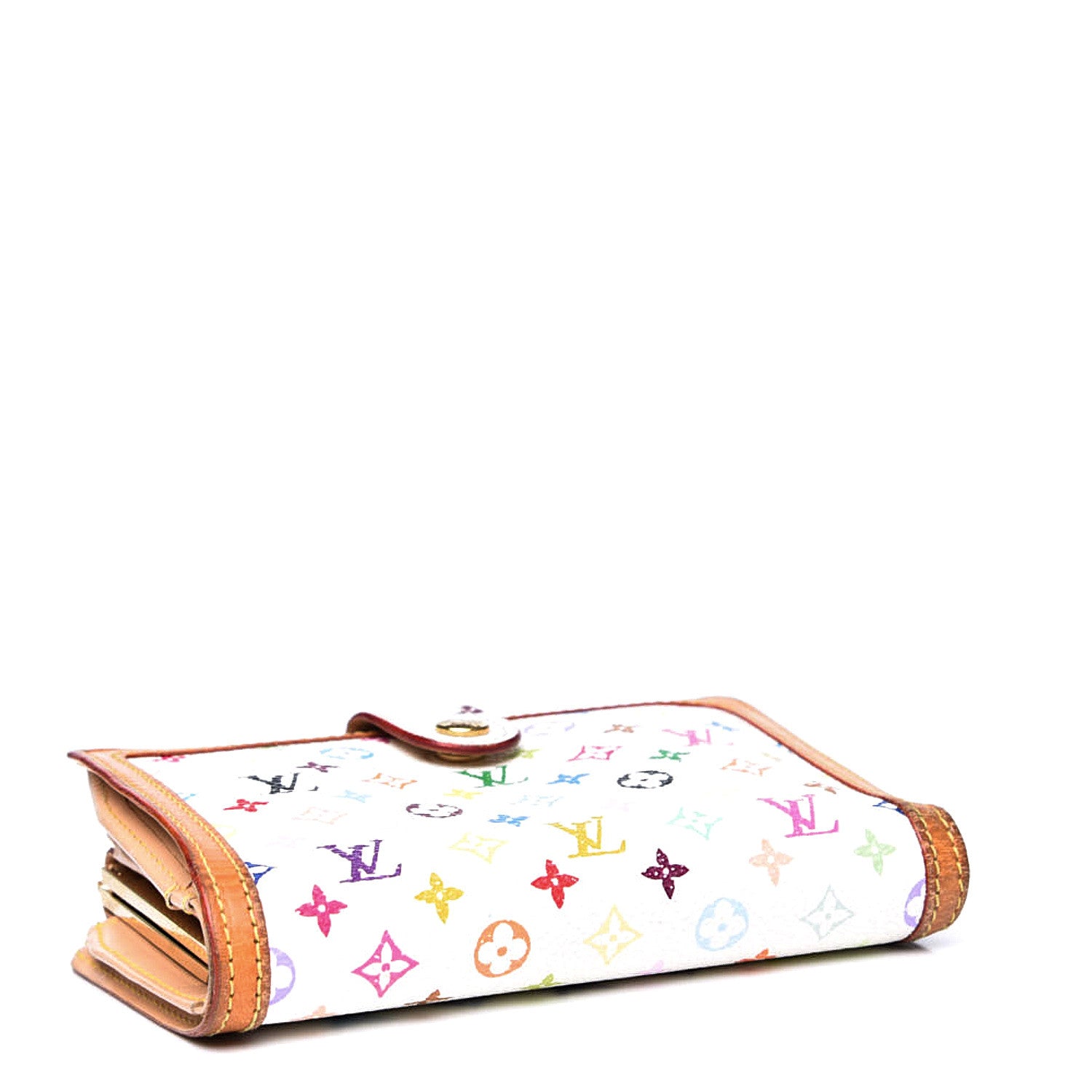 Louis Vuitton Monogram Multicolor French Purse Wallet White 3 of 14