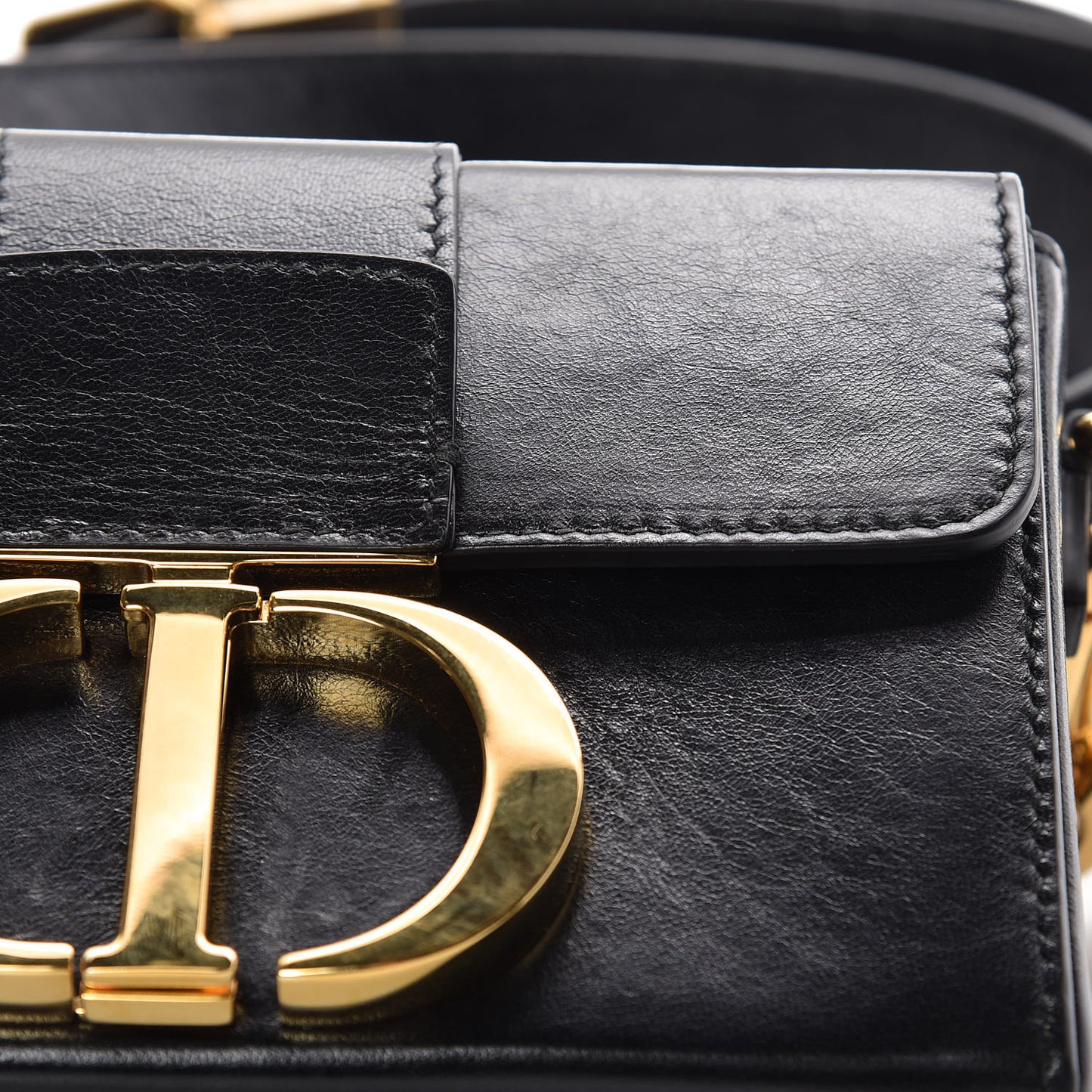 Crackled Lambskin 30 Montaigne Box Bag Black