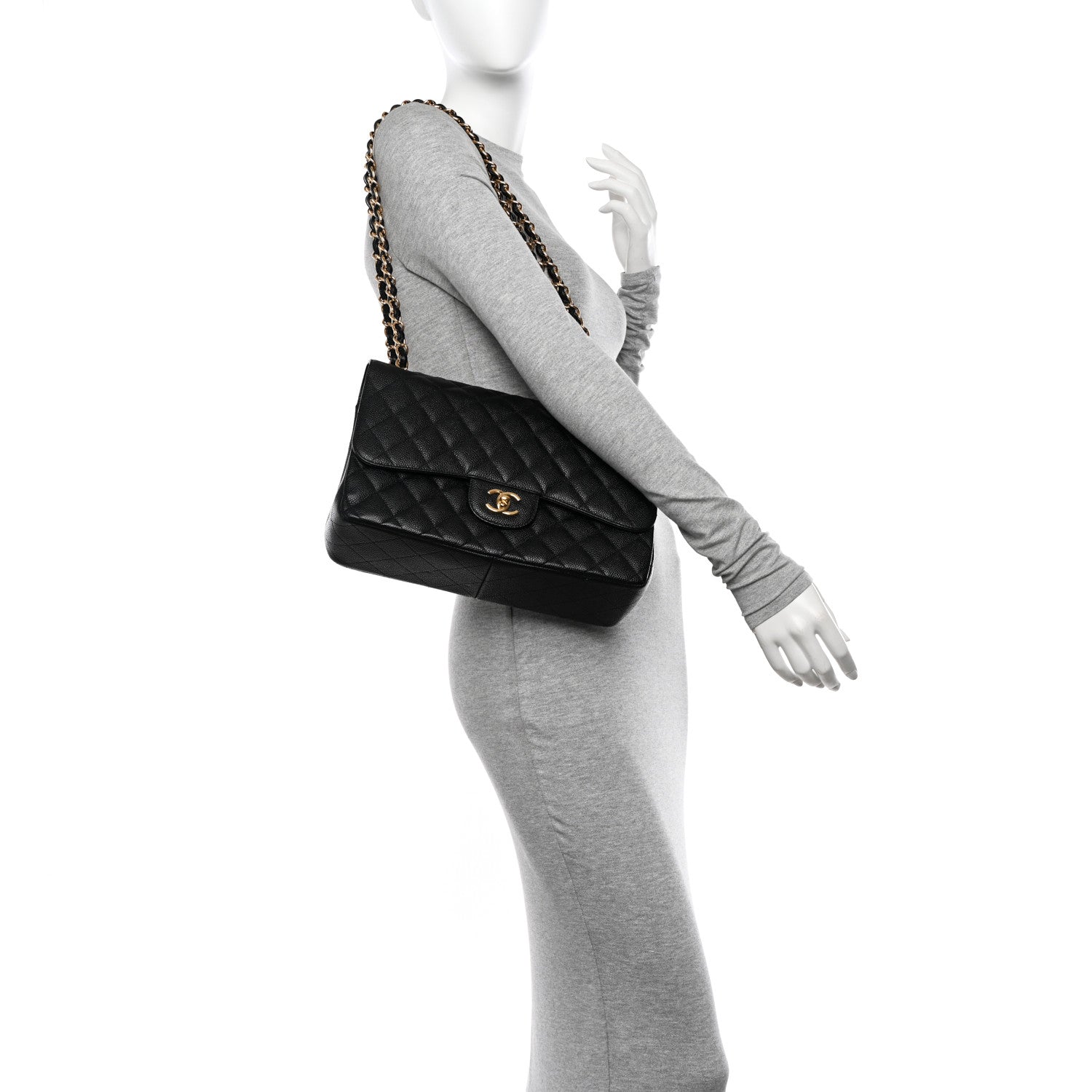 Chanel Caviar Quilted Jumbo Double Flap Black 2 of 11