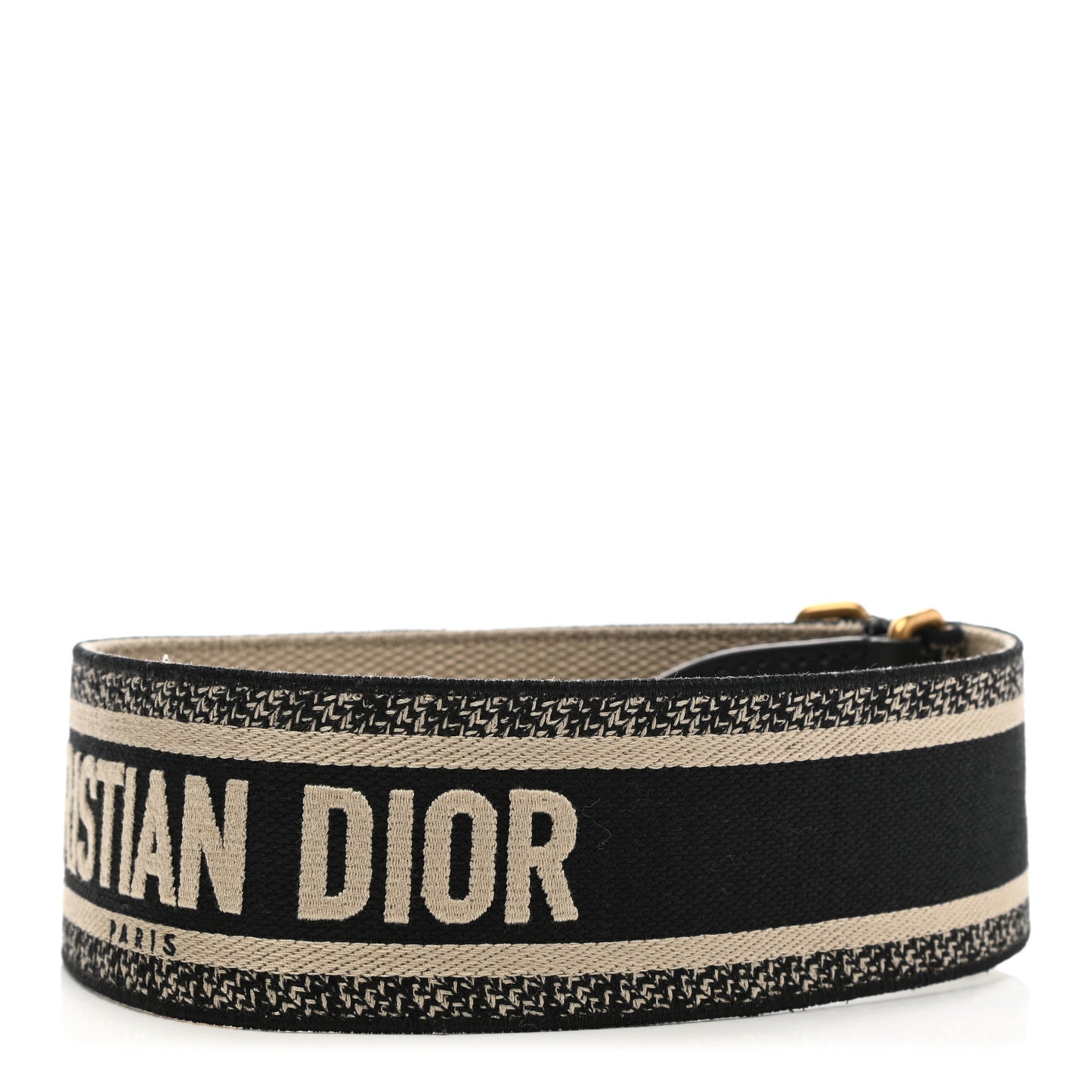 Canvas Embroidered Shoulder Strap Black