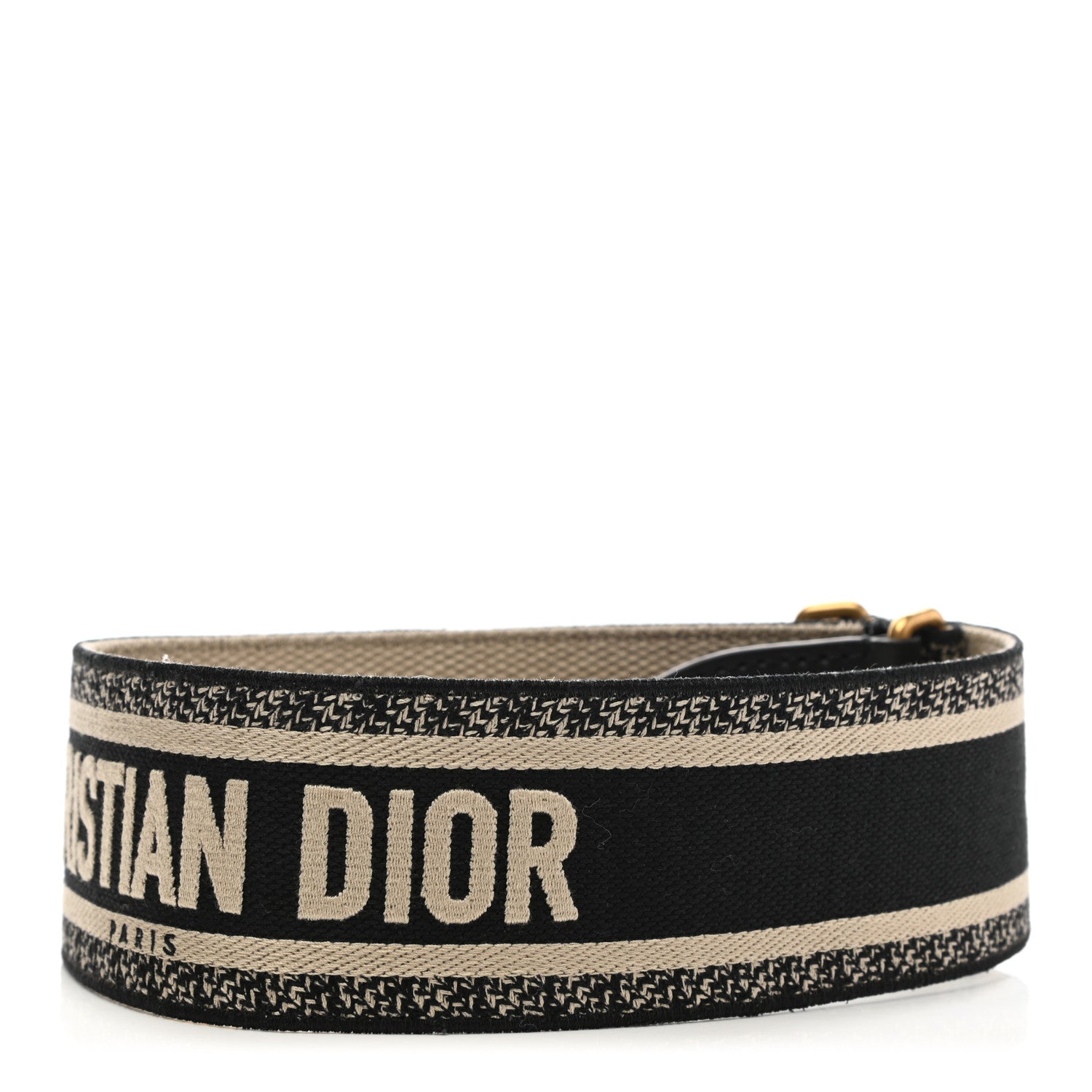 Christian Dior Canvas Embroidered Shoulder Strap Black 2 of 7