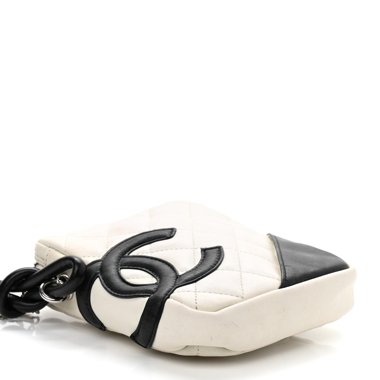 Calfskin Quilted Cambon Small Messenger White Black