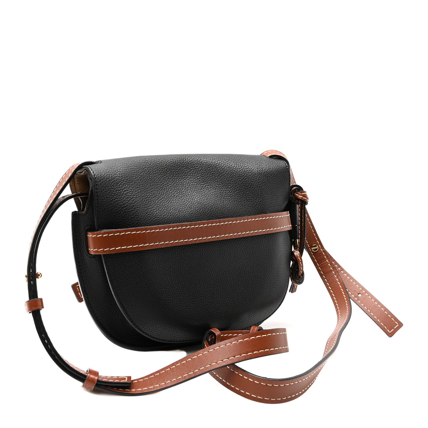 Grained Calfskin Small Gate Crossbody Bag Pecan Black