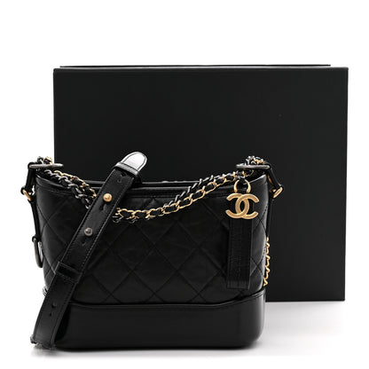 Chanel Aged Calfskin Quilted Small Gabrielle Hobo Black 11 of 11